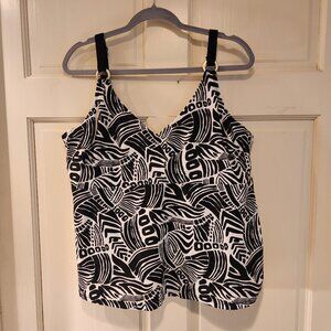 Christina Tankini Top Black & White 3X‎